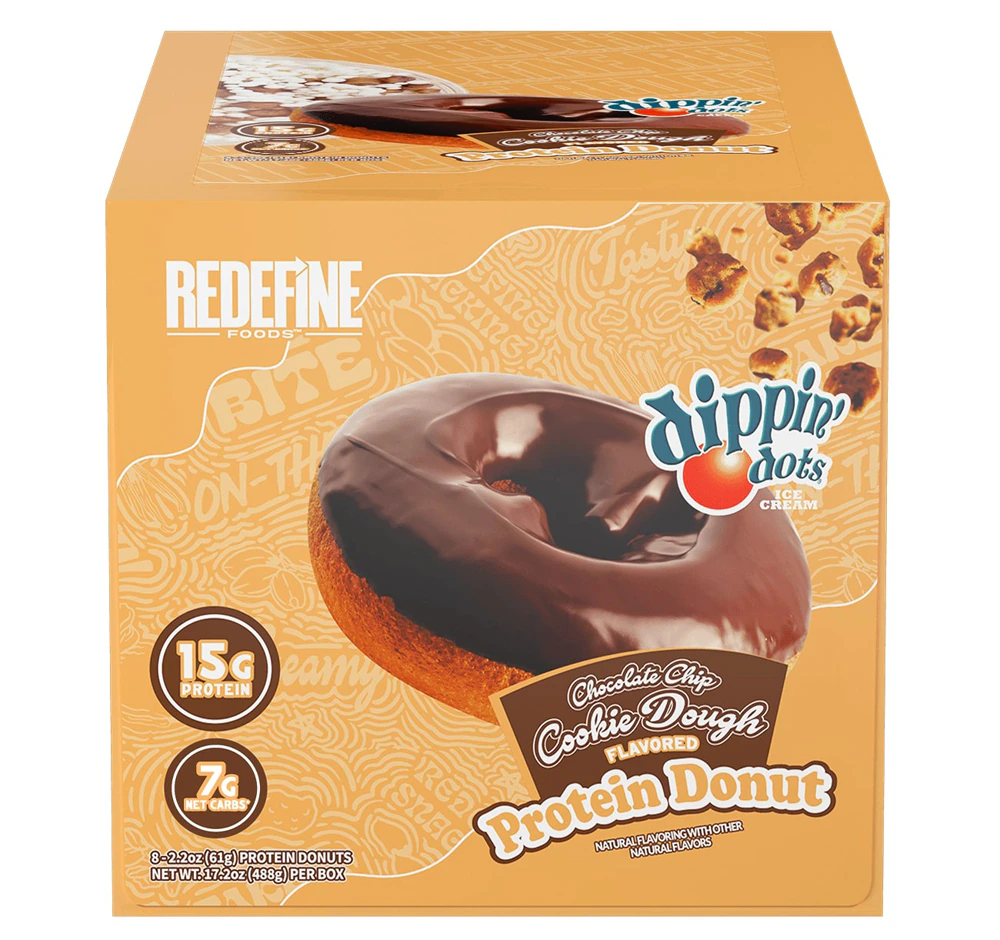 Redefine Foods Protein Donut - Dippin' Dots Chocolate Chip Cookie Dough -- 8 Donuts
