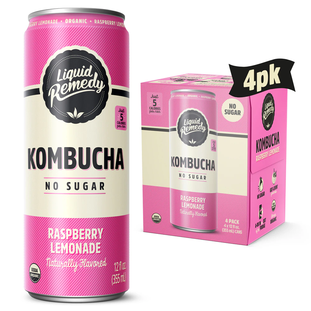 Remedy Kombucha Organic - 4 Pack Raspberry Lemonade -- 4 Cans