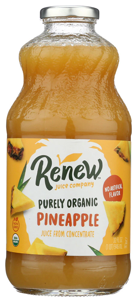 Renew Juice Company Juice From Concentrate Organic No Added Sugar Purely Organic Pineapple -- 32 fl oz