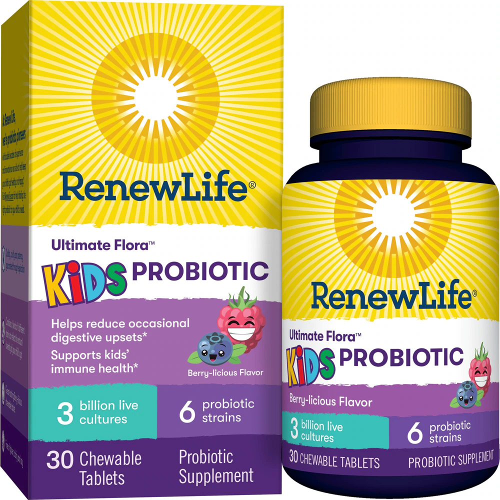 Renew Life Kids Ultimate Flora Probiotic Berry-licious -- 3 billion - 30 Chewable Tablets
