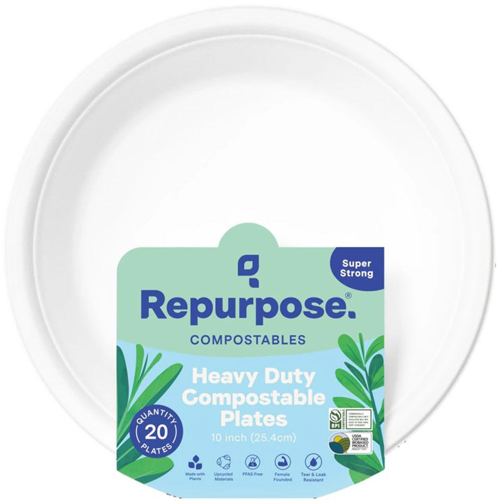 Repurpose Compostable Dinner Plates 10 inch -- 20 Plates