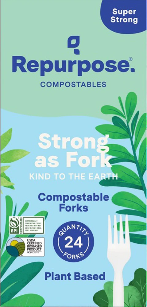 Repurpose Compostable Disposable Forks BPA Free -- 24 Utensils