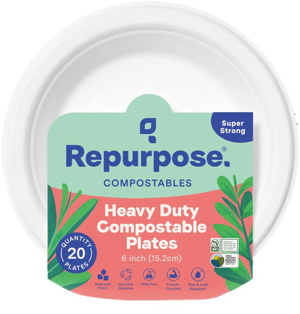 Repurpose Compostable Plates 6 inch White -- 20 Plates