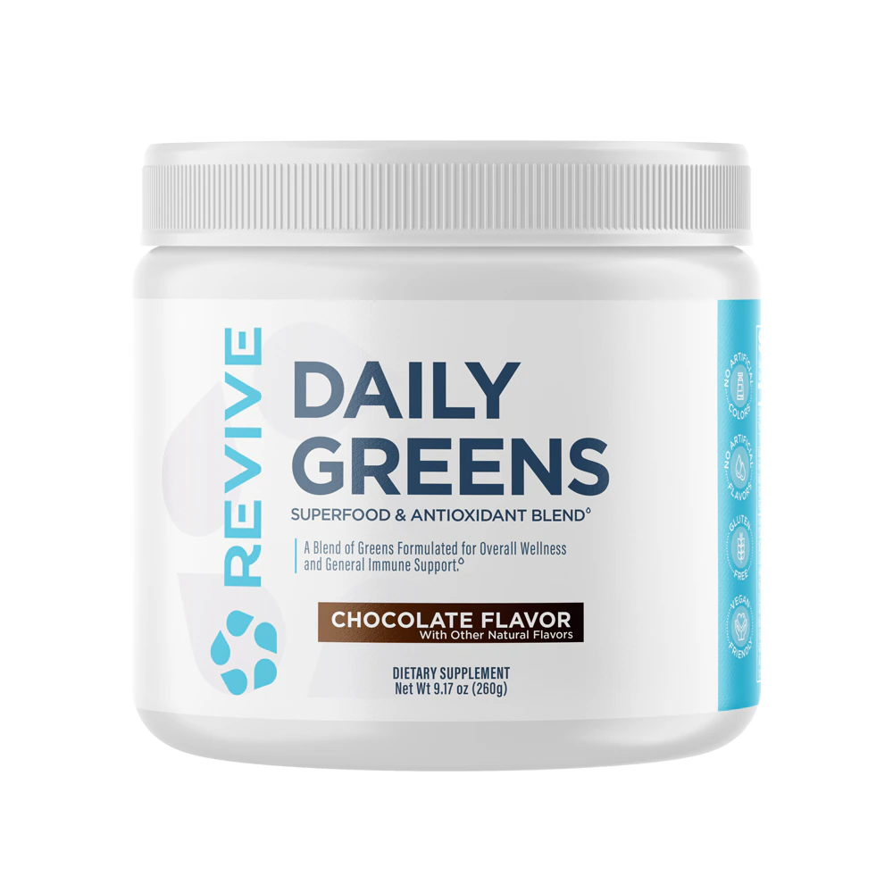 Revive MD Daily Greens Powder - Superfood & Antioxidant Blend - Informed Sport Certified Chocolate -- 10.47 oz