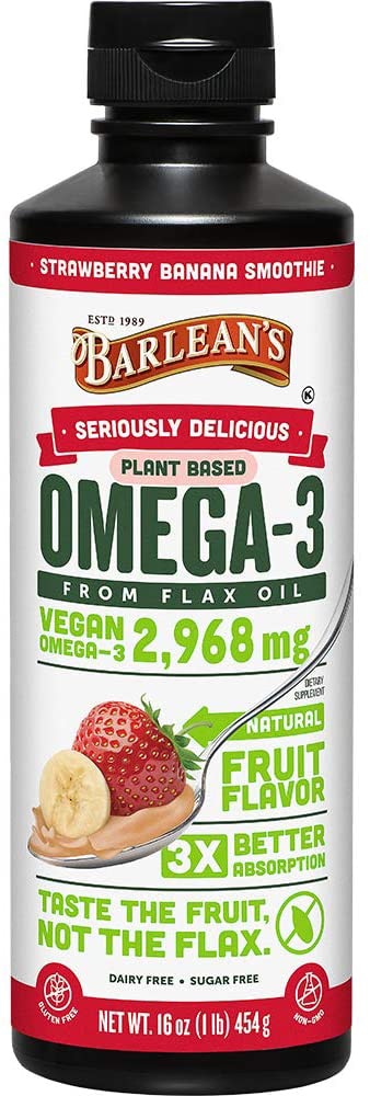Barlean's Seriously Delicious? Omega-3 Flax Oil Smoothie Strawberry Banana -- 8 oz