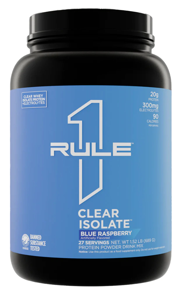 Rule One Proteins Clear Isolate Blue Raspberry -- 27 Servings