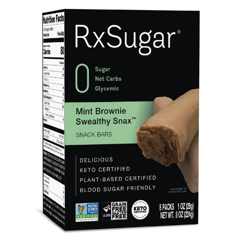 RxSugar Gluten Free Non-GMO Swealthy Snax Bar Mint Brownie -- 8 Packs