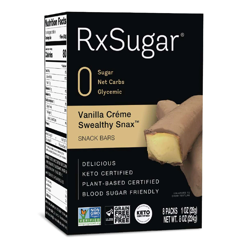 RxSugar Gluten Free Non-GMO Swealthy Snax Bar Vanilla Cr¨¨me -- 8 Packs