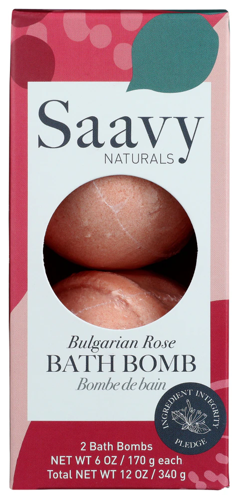 Saavy Naturals Bath Bomb Duo - Bulgarian Rose -- 2 Bath Bombs