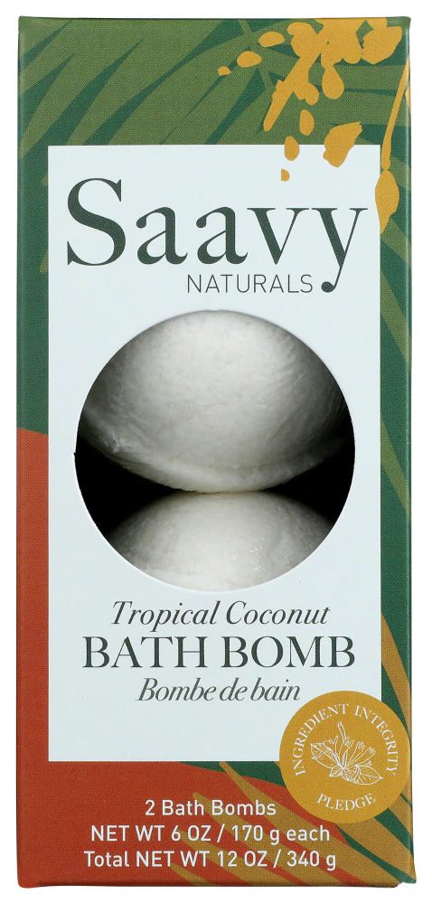 Saavy Naturals Bath Bomb Duo - Tropical Coconut -- 2 Bath Bombs
