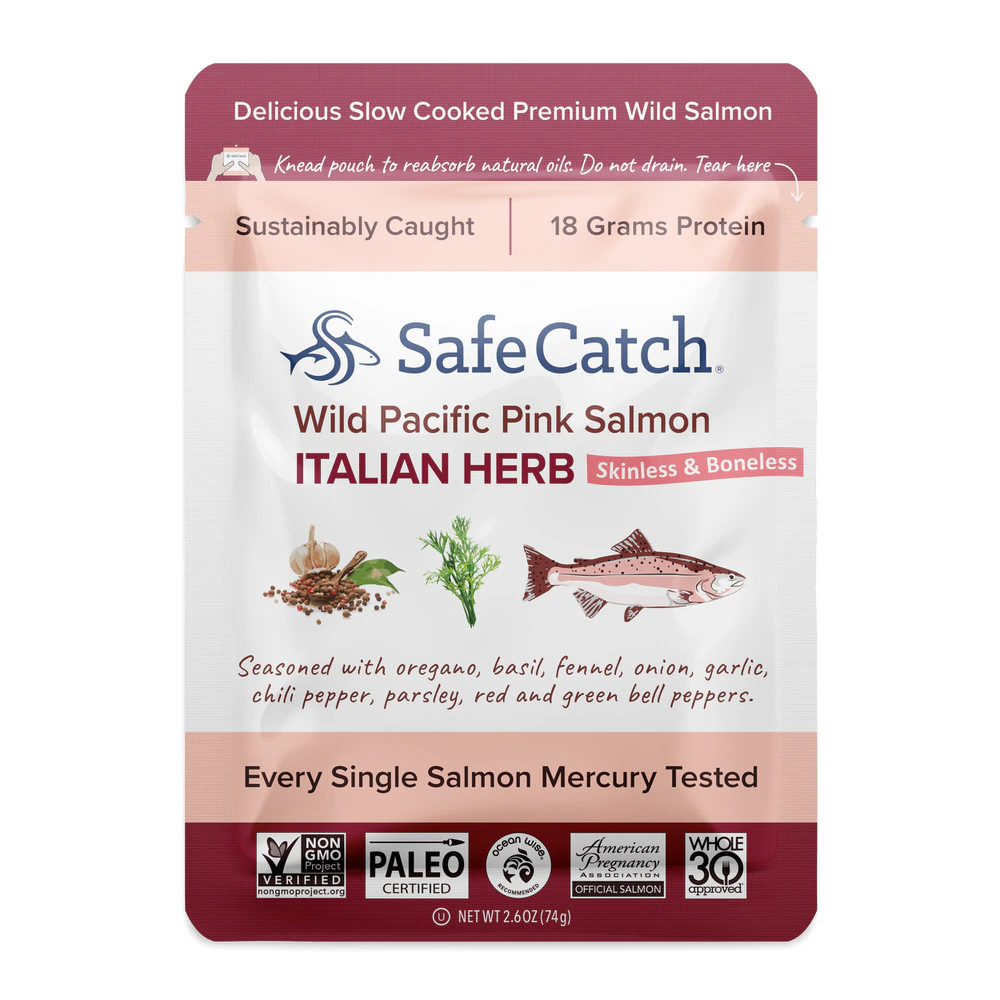 Safe Catch Wild Pacific Pink Salmon Skinless & Boneless Italian Herb -- 2.6 oz