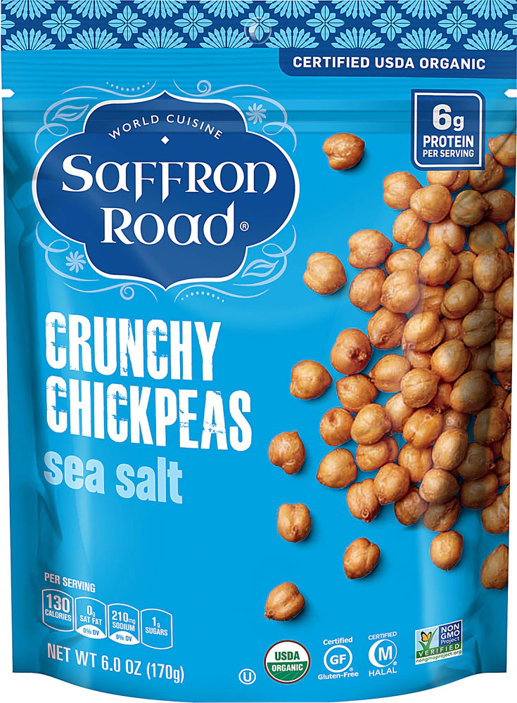 Saffron Road Crunchy Chickpeas Gluten Free Sea Salt -- 5.4 oz