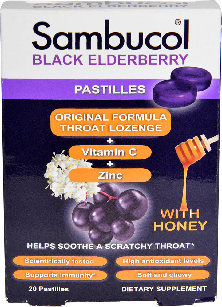 Sambucol Black Elderberry Pastilles with Honey -- 20 Pastilles