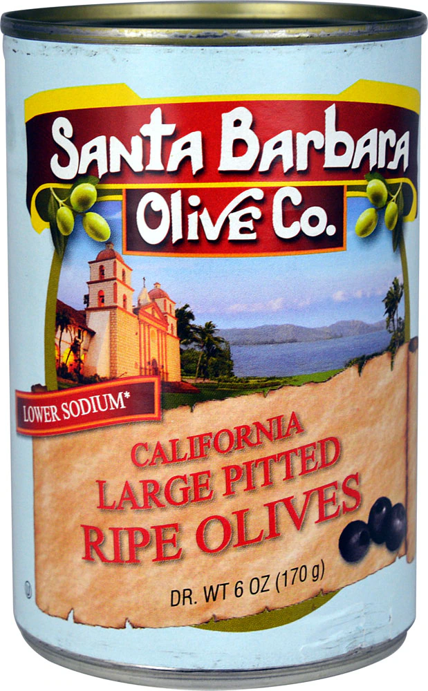 Santa Barbara Olive Co. California Large Pitted Ripe Olives -- 6 oz