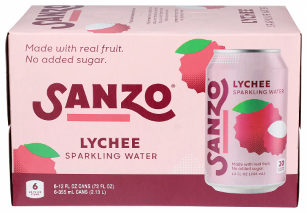 Sanzo Sparkling Water No Added Sugar Lychee -- 12 fl oz Each / 6 Pack