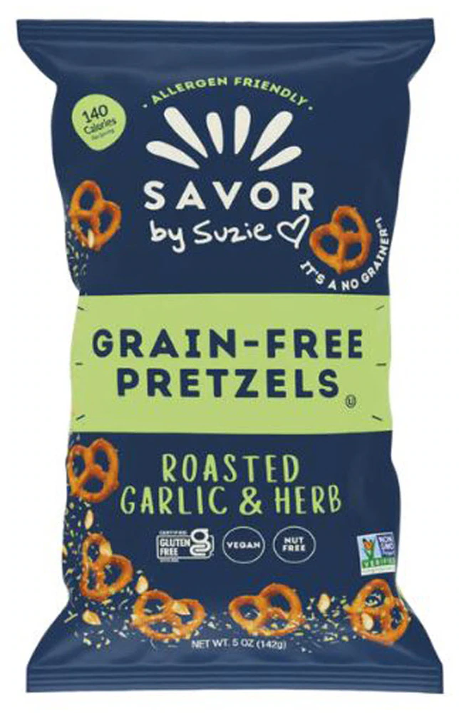 Savor by Suzie Grain Free Pretzels Roasted Garlic & Herb -- 5 oz