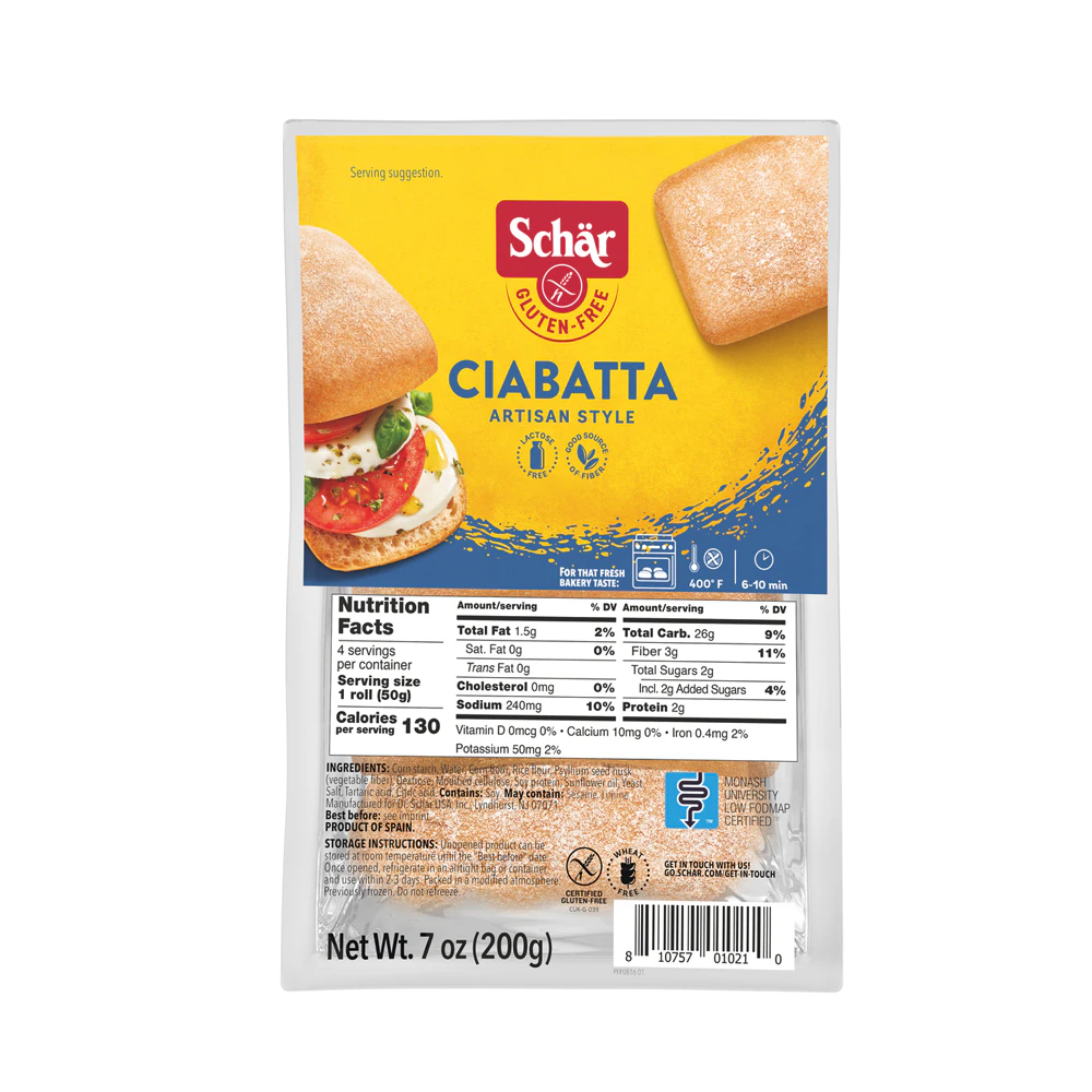 Schar Gluten Free Ciabatta Rolls -- 4 Rolls