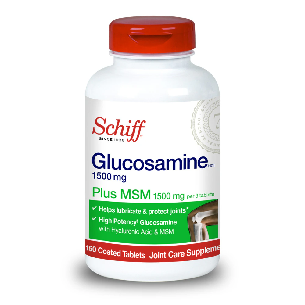 Schiff Coated Tablets Hyaluronic Acid Glucosamine + MSM -- 3000 mg - 150 Tablets