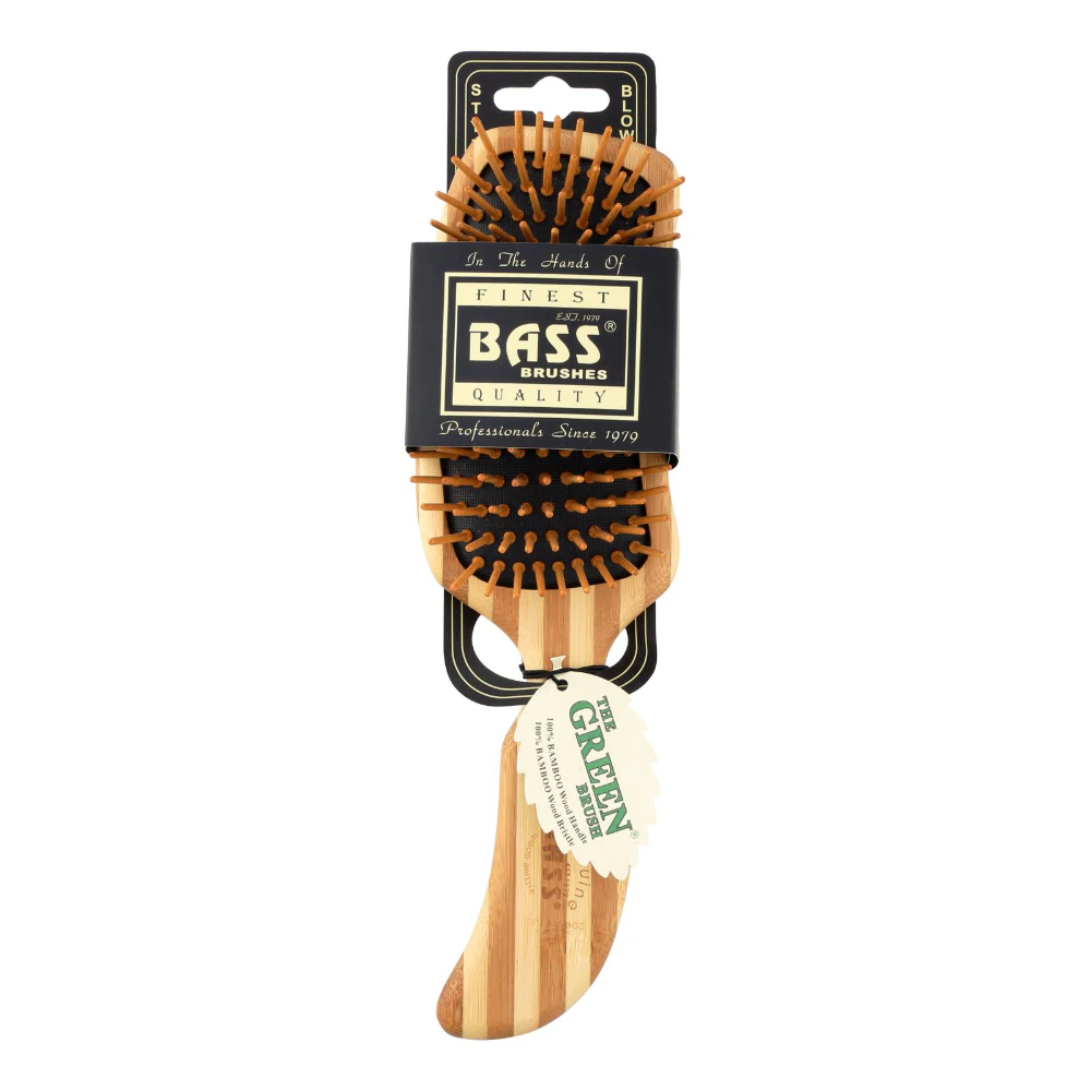 Bass The Green Brush Semi-S Hairbrush with Bamboo Pins & Bamboo Handle -- 1 Brush