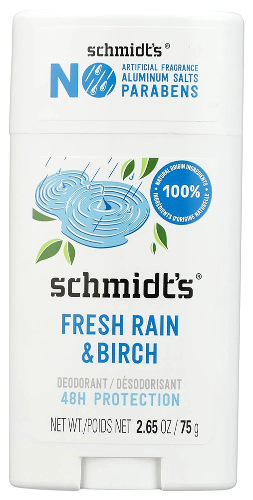 Schmidt's Natural Deodorant Aluminum Free Fresh Rain & Birch -- 2.65 oz