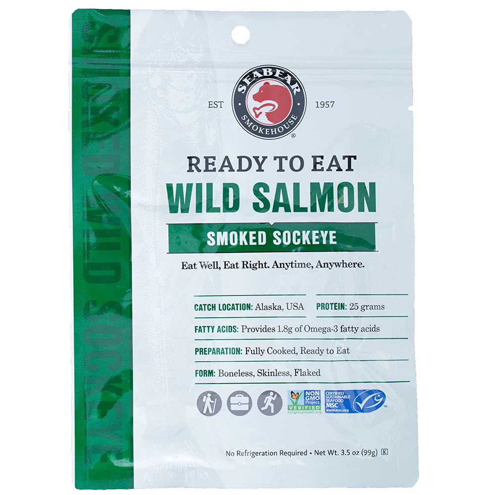SeaBear Smokehouse Ready-To-Eat Smoked Wild Sockeye Salmon -- 3.5 oz