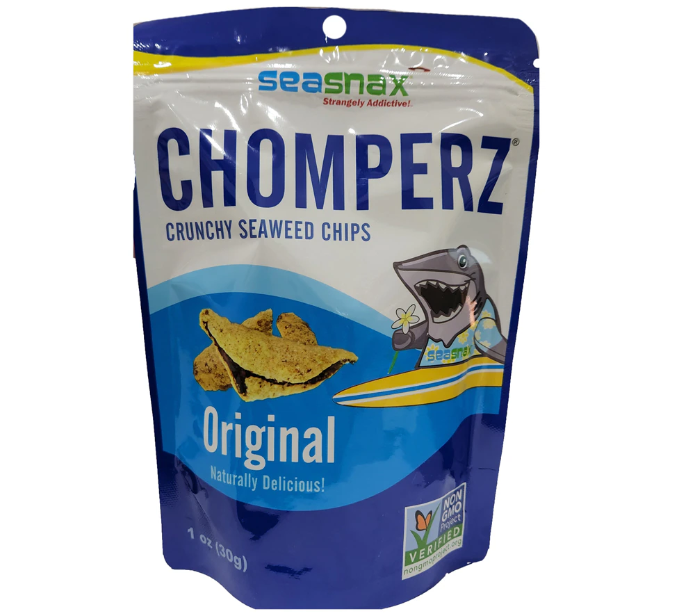 SeaSnax Chomperz Crunchy Seaweed Chips Original -- 1 oz