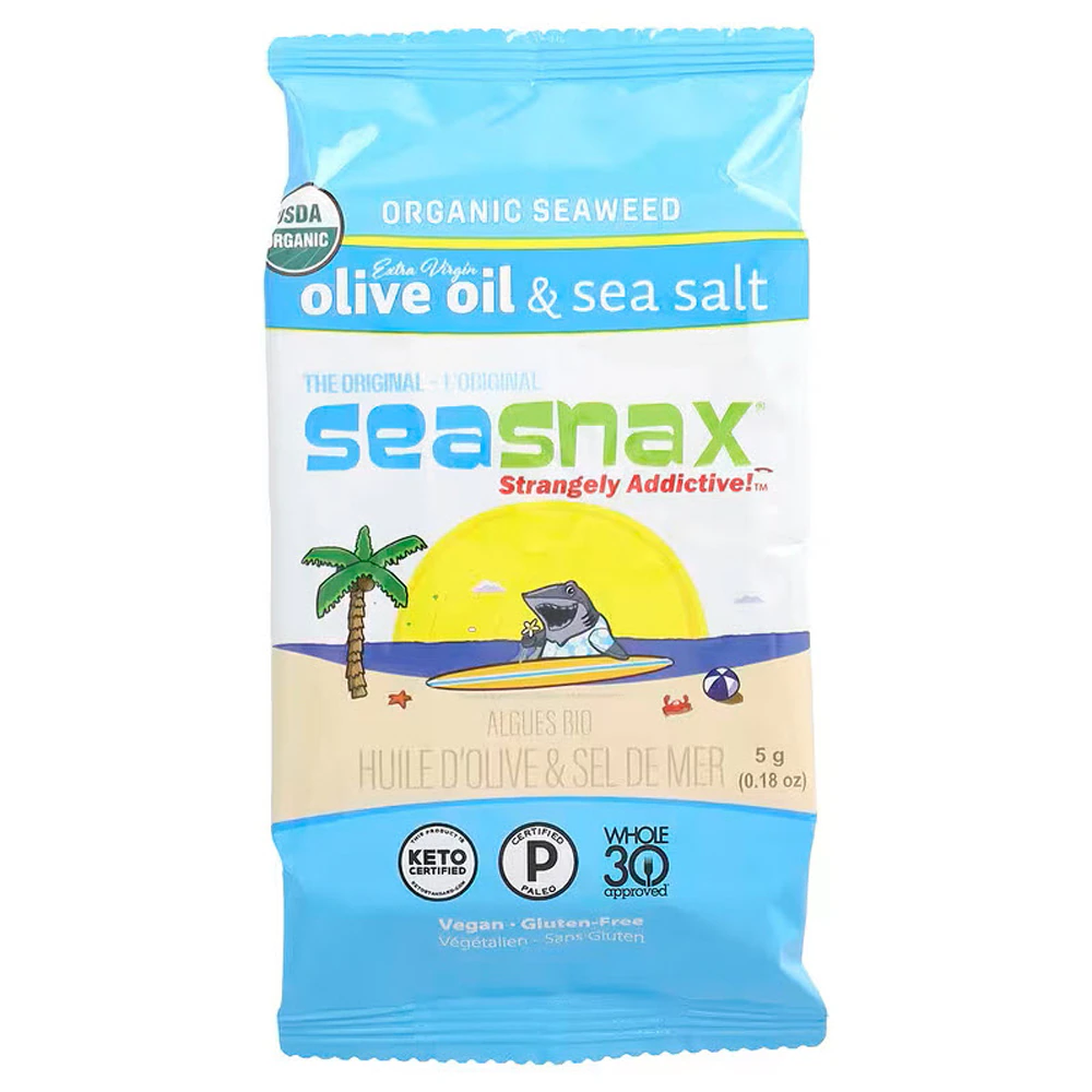 SeaSnax Organic Seaweed Snacks Olive Oil & Sea Salt -- 0.18 oz