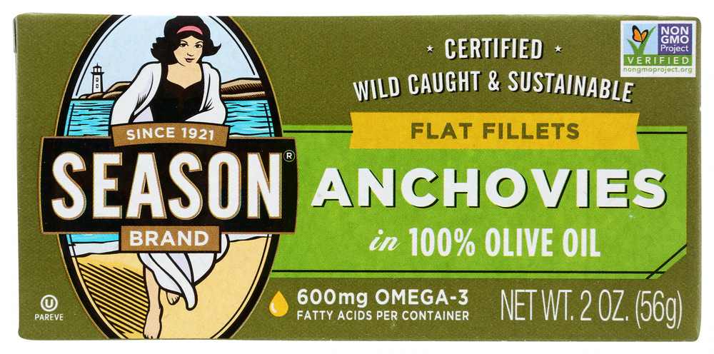 Season Anchovies Flat Fillets in Olive Oil -- 2 oz