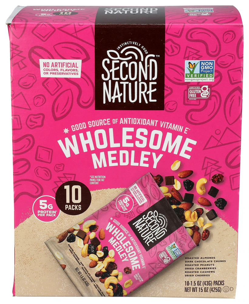 Second Nature Gluten Free Nut Medley Mix Wholesome -- 1.5 oz Each / Pack of 10