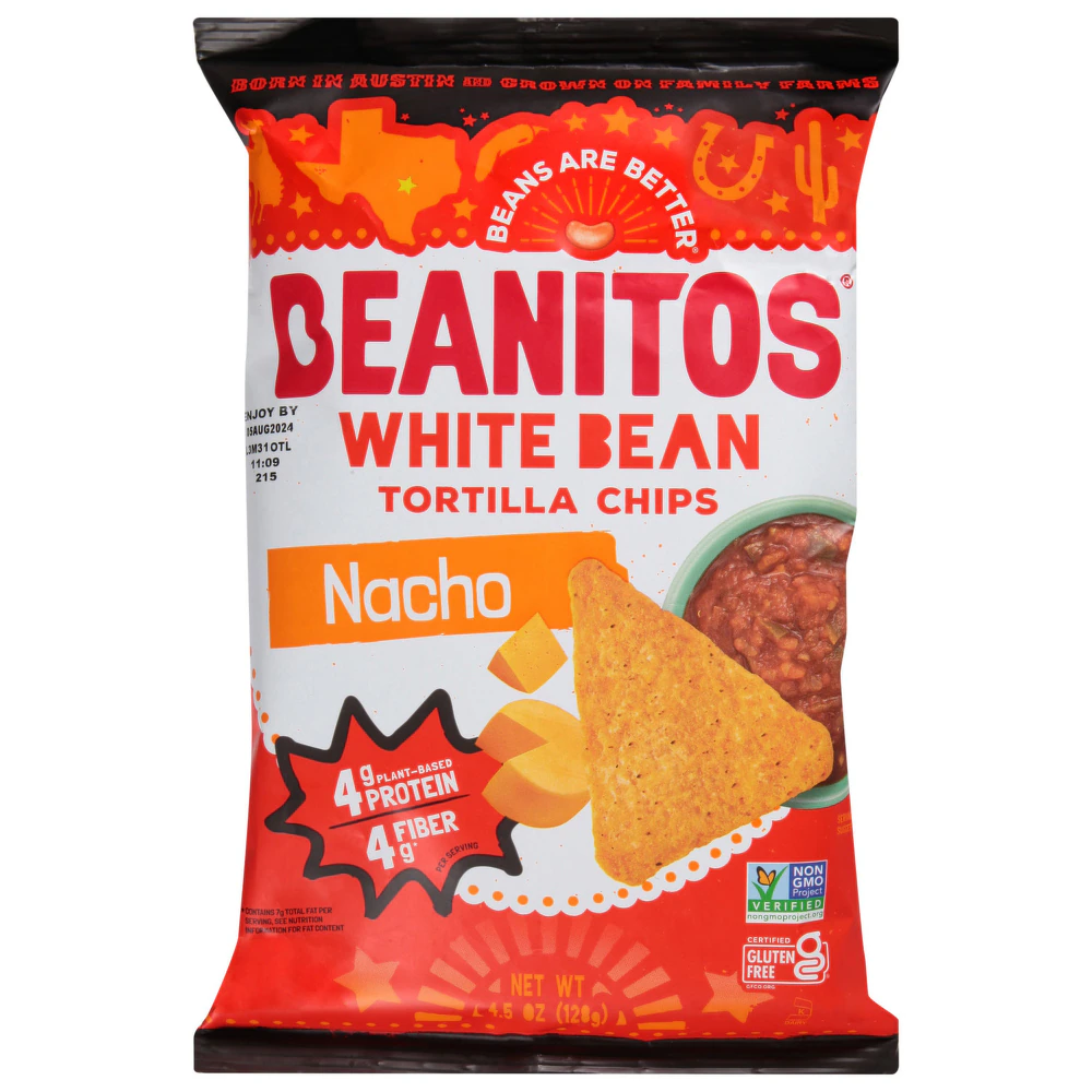 Beanitos White Bean Tortilla Chips Gluten Free Nacho Cheese -- 4.5 oz