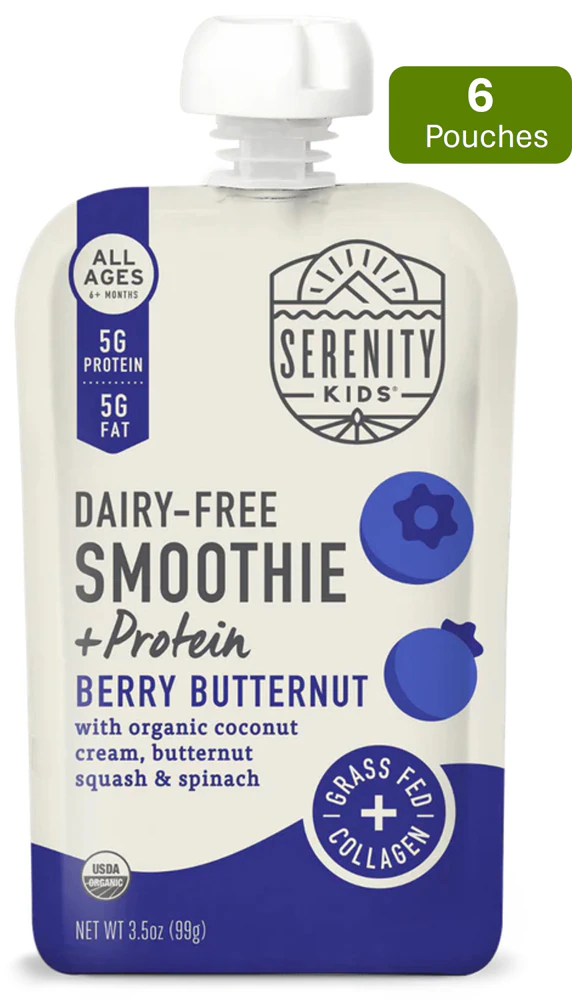 Serenity Kids Dairy Free Smoothie + Protein 6 Months+ Berry Butternut -- 6 Pouches