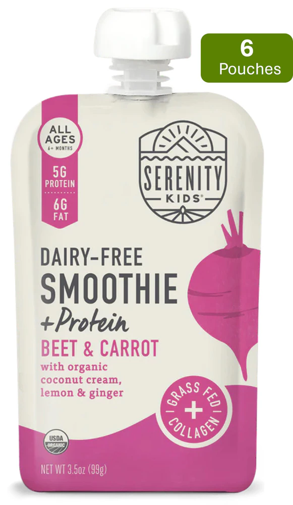 Serenity Kids Dairy Free Smoothie + Protein 6 Months+ Beet & Carrot -- 6 Pouches