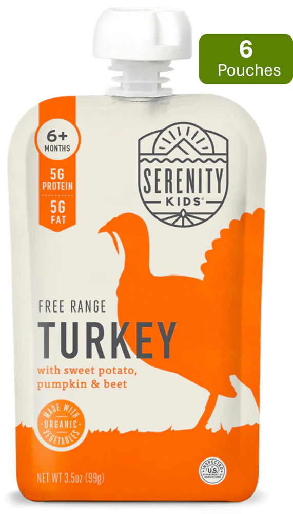 Serenity Kids Organic Baby Food Puree 6+ Months Free RangeTurkey -- 6 Pouches