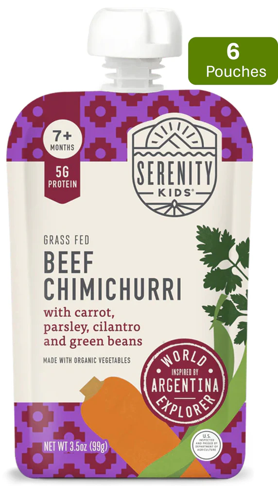 Serenity Kids Organic Baby Food Puree 7+ Months Beef Chimichurri -- 6 Pouches
