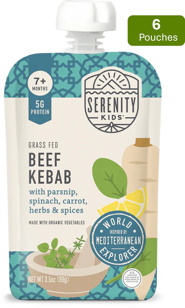 Serenity Kids Organic Baby Food Puree 7+ Months Beef Kabab -- 6 Pouches