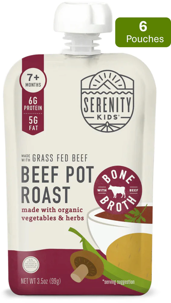 Serenity Kids Organic Baby Food Puree 7+ Months Beef Pot Roast -- 6 Pouches