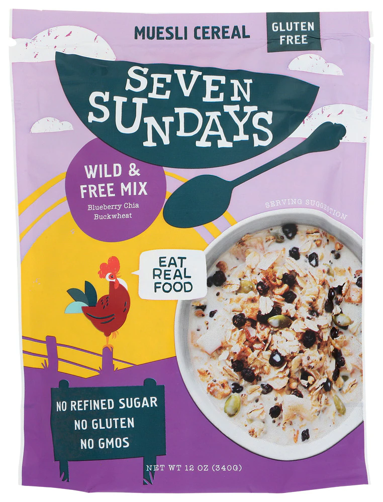Seven Sundays Muesli Cereal Mix Wild & Free Blueberry Chia Buckwheat -- 12 oz