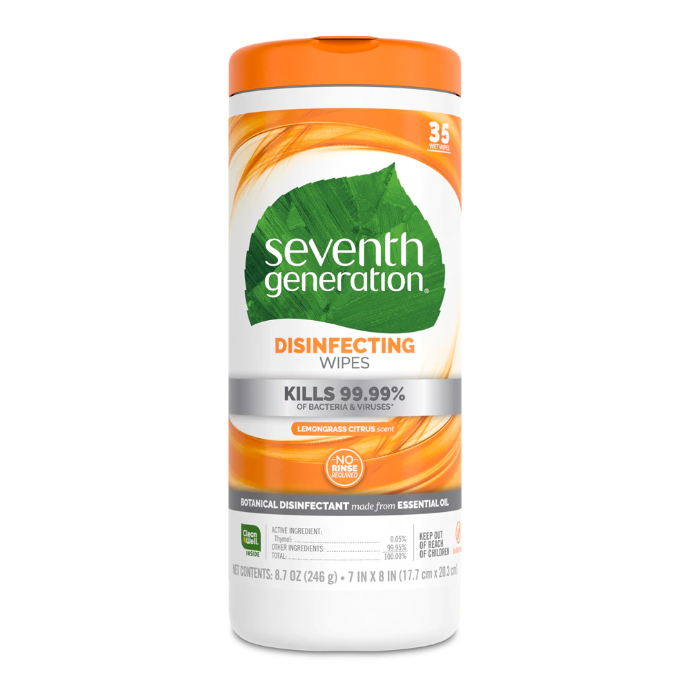 Seventh Generation Disinfectant Wipes Lemongrass Citrus -- 35 Wipes