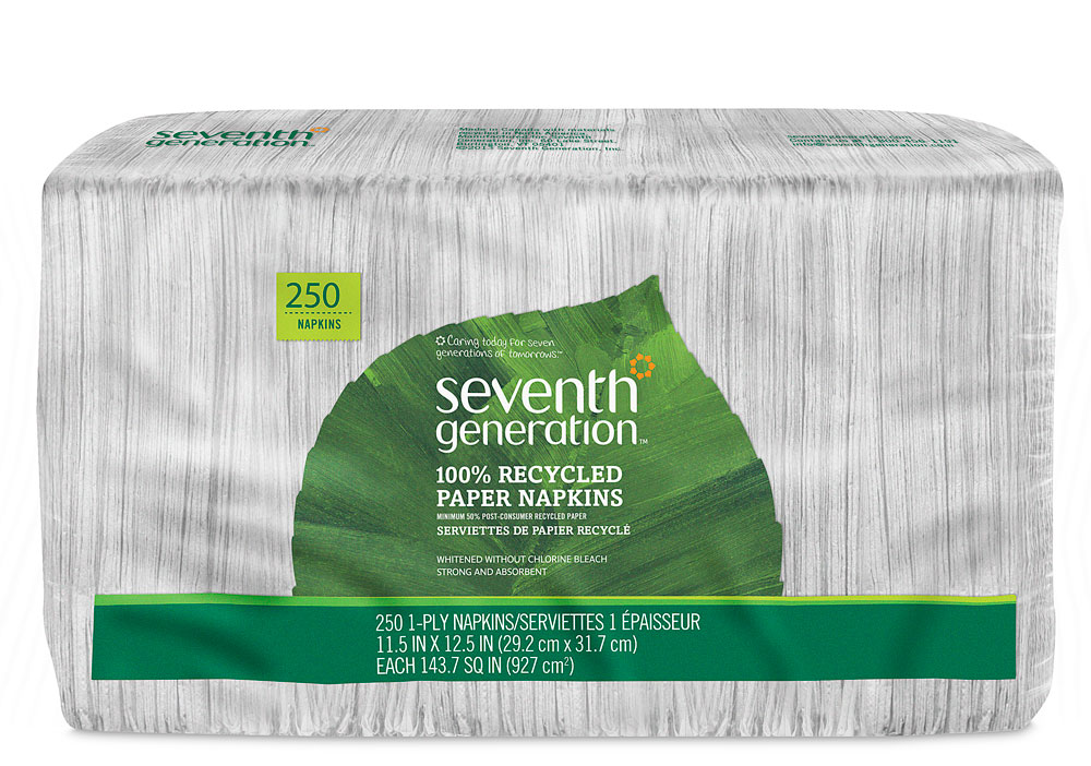 Seventh Generation Napkins 100% Recycled Paper White -- 250 Napkins