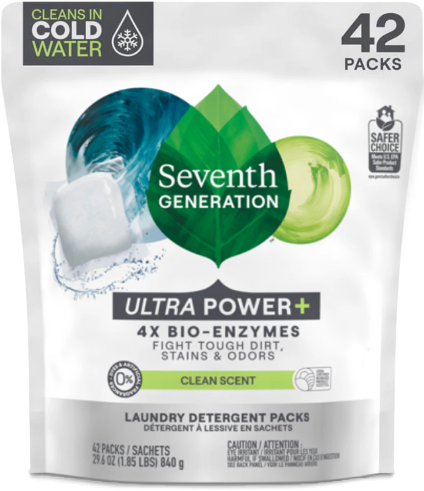 Seventh Generation Ultra Power Plus Laundry Detergent Packs Clean Scent -- 42 Packs