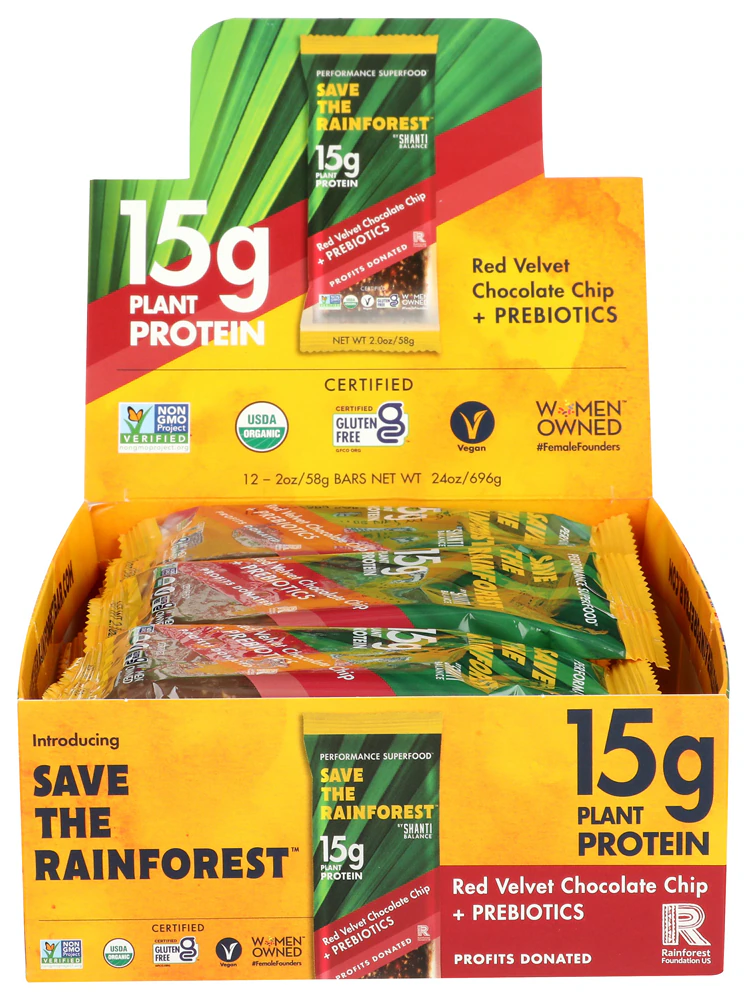 Shanti Bar Protein Bar Red Velvet Chocolate Chip -- 12 Bars