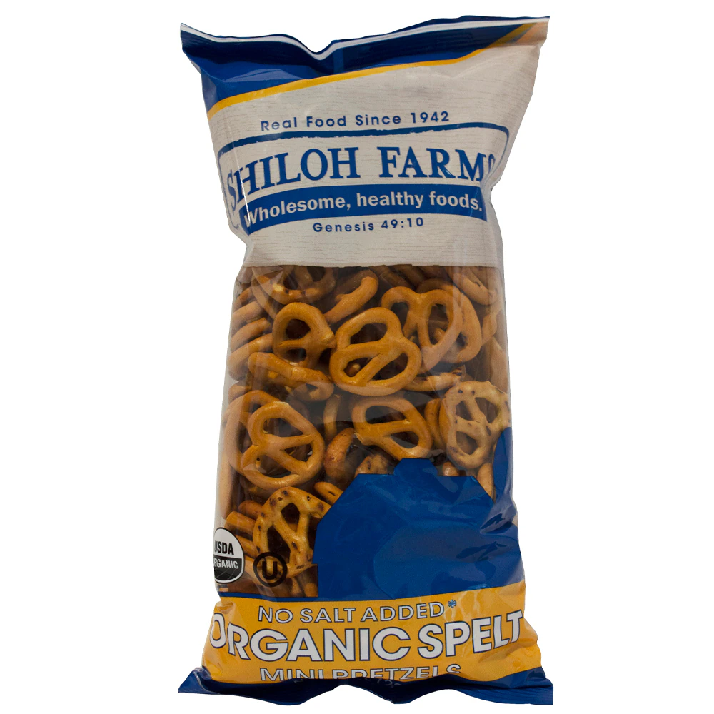 Shiloh Farms Mini Spelt Pretzels - No Salt Added - Organic -- 8 oz
