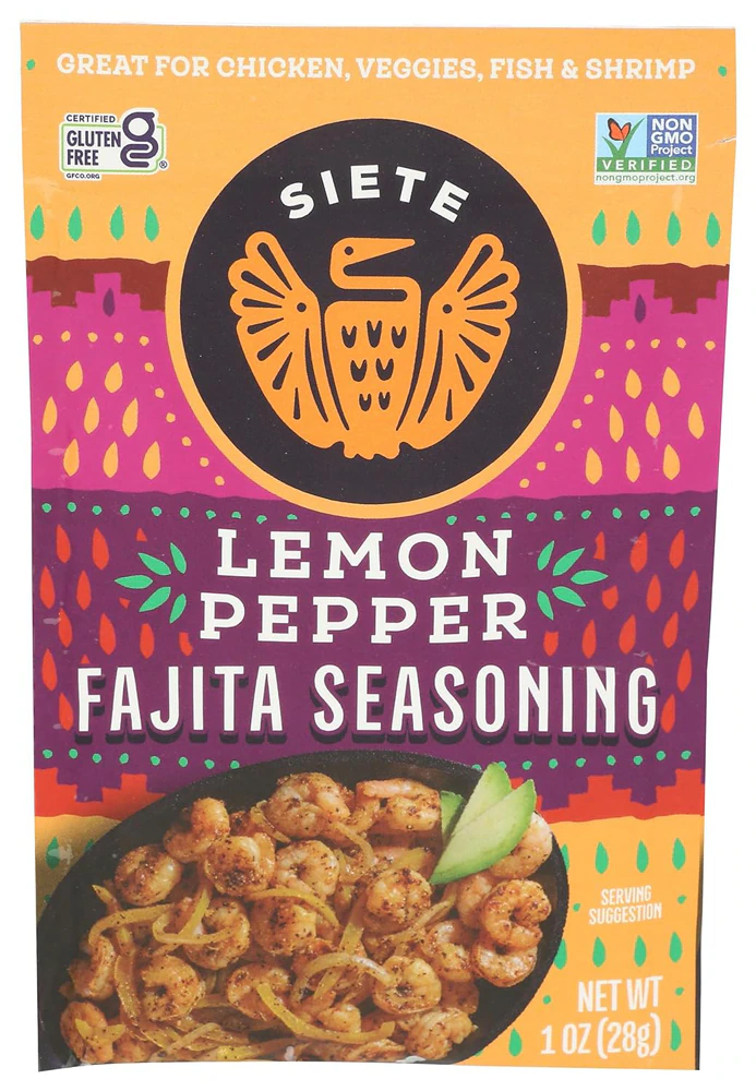 Siete Fajita Seasoning Non GMO Gluten Free Lemon Pepper -- 1 oz