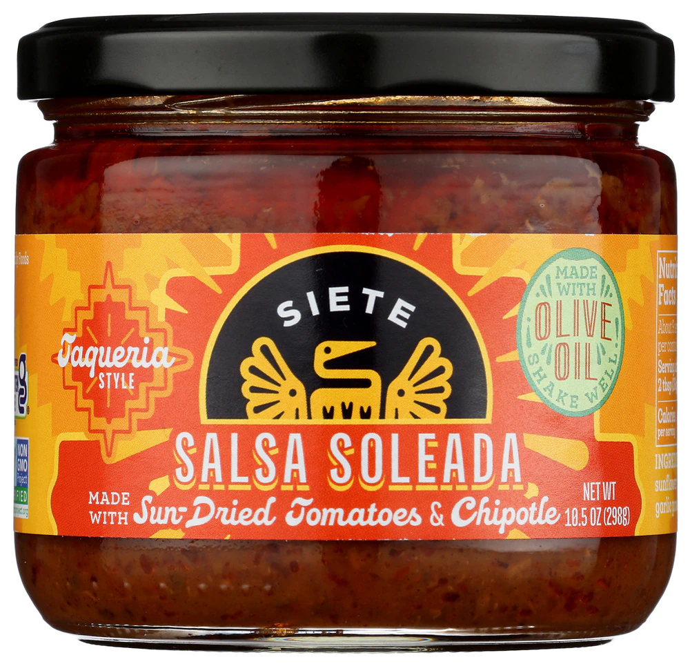 Siete Gluten Free Salsa Soleada made with Olive Oil Taqueria Style Sun Dried Tomatoes & Chipotle -- 10.5 oz