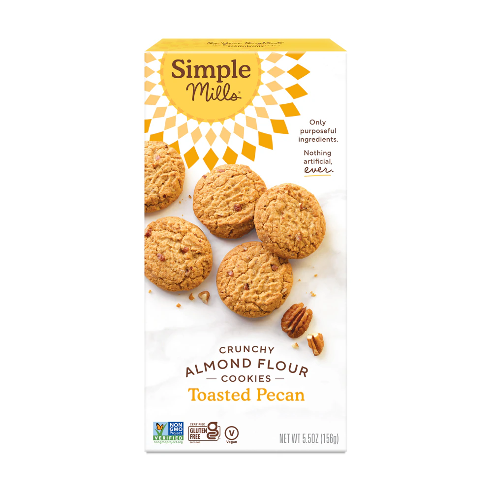 Simple Mills Crunchy Almond Flour Cookies Gluten Free Toasted Pecan -- 5.5 oz