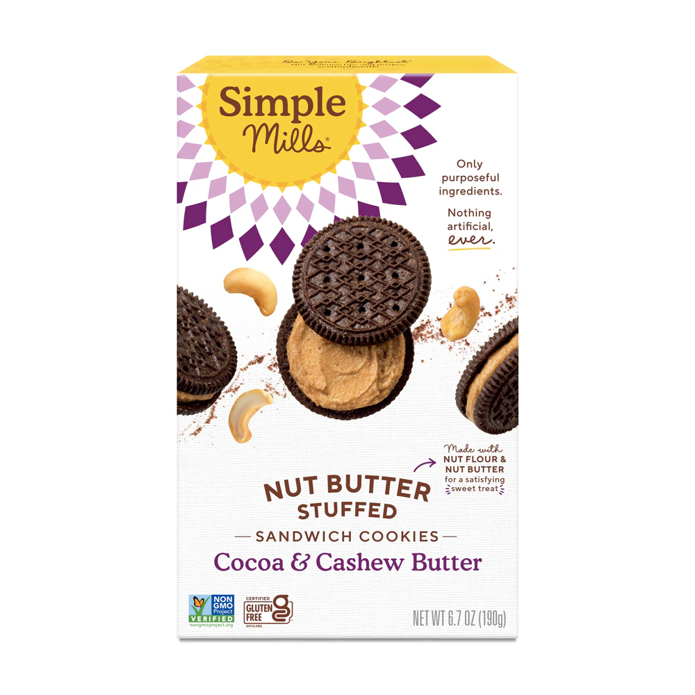 Simple Mills Nut Butter Stuffed Sandwich Cookies Cocoa & Cashew Butter -- 6.7 oz