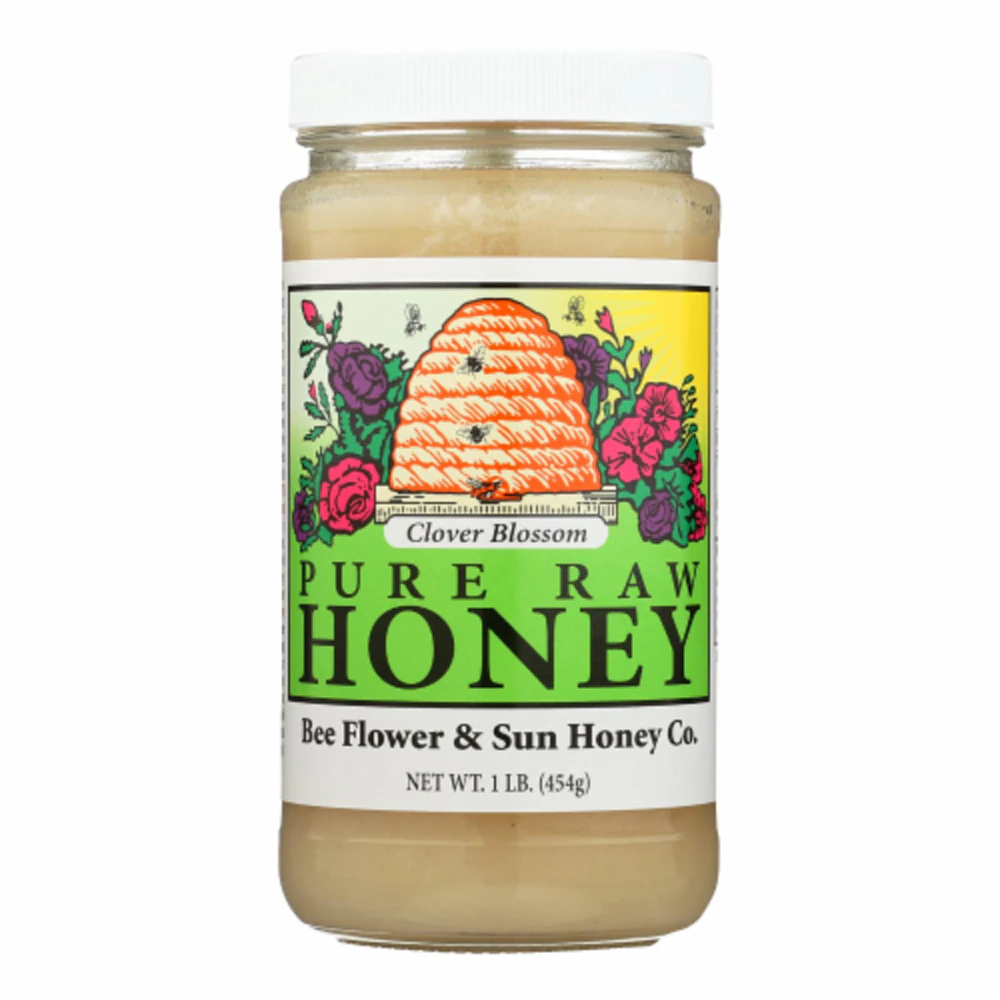 Bee Flower & Sun Honey Co Honey Pure Raw Clover Blossom -- 1 lb