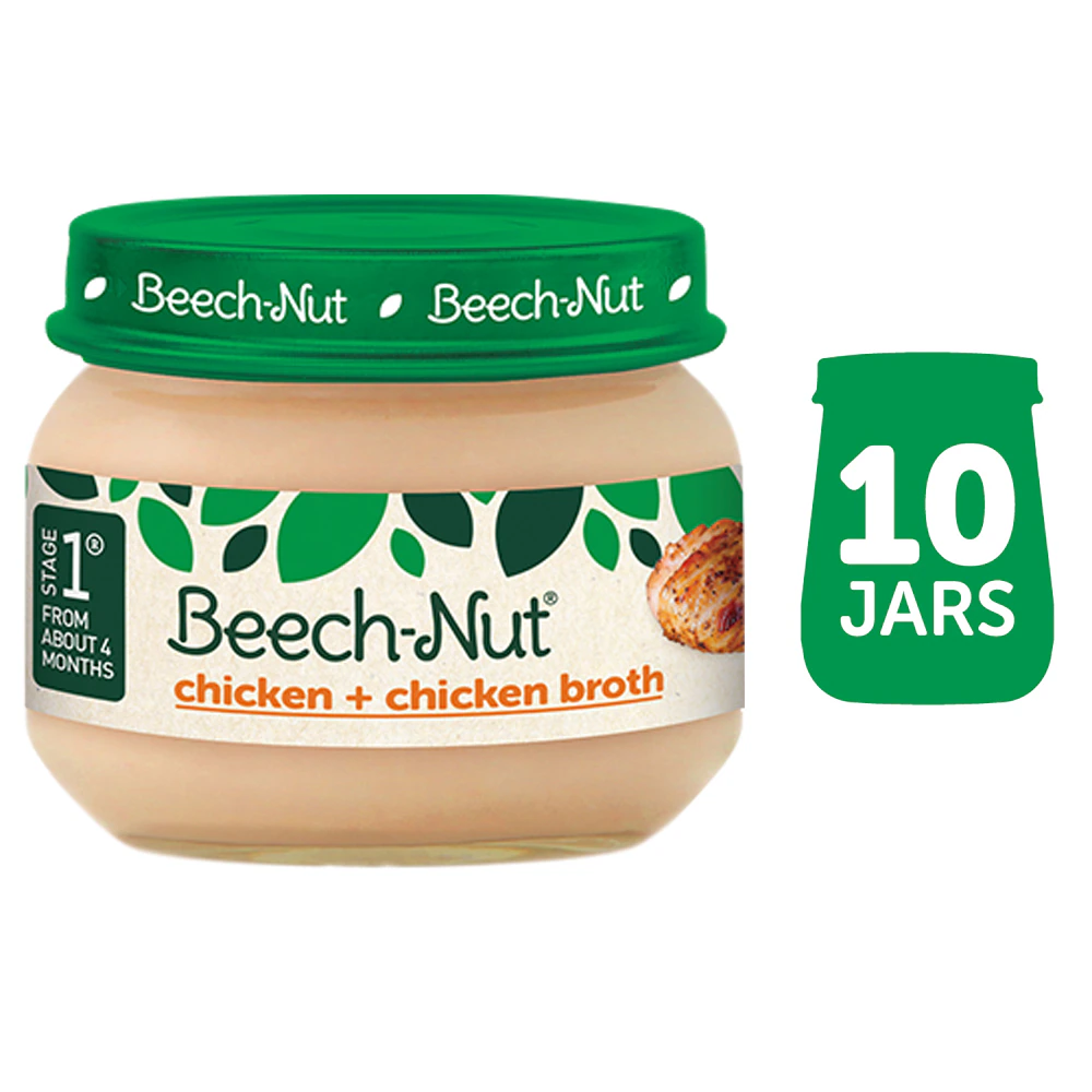 Beech-Nut Baby Food Puree 4+ Months Chicken & Chicken Broth -- 10 Jars