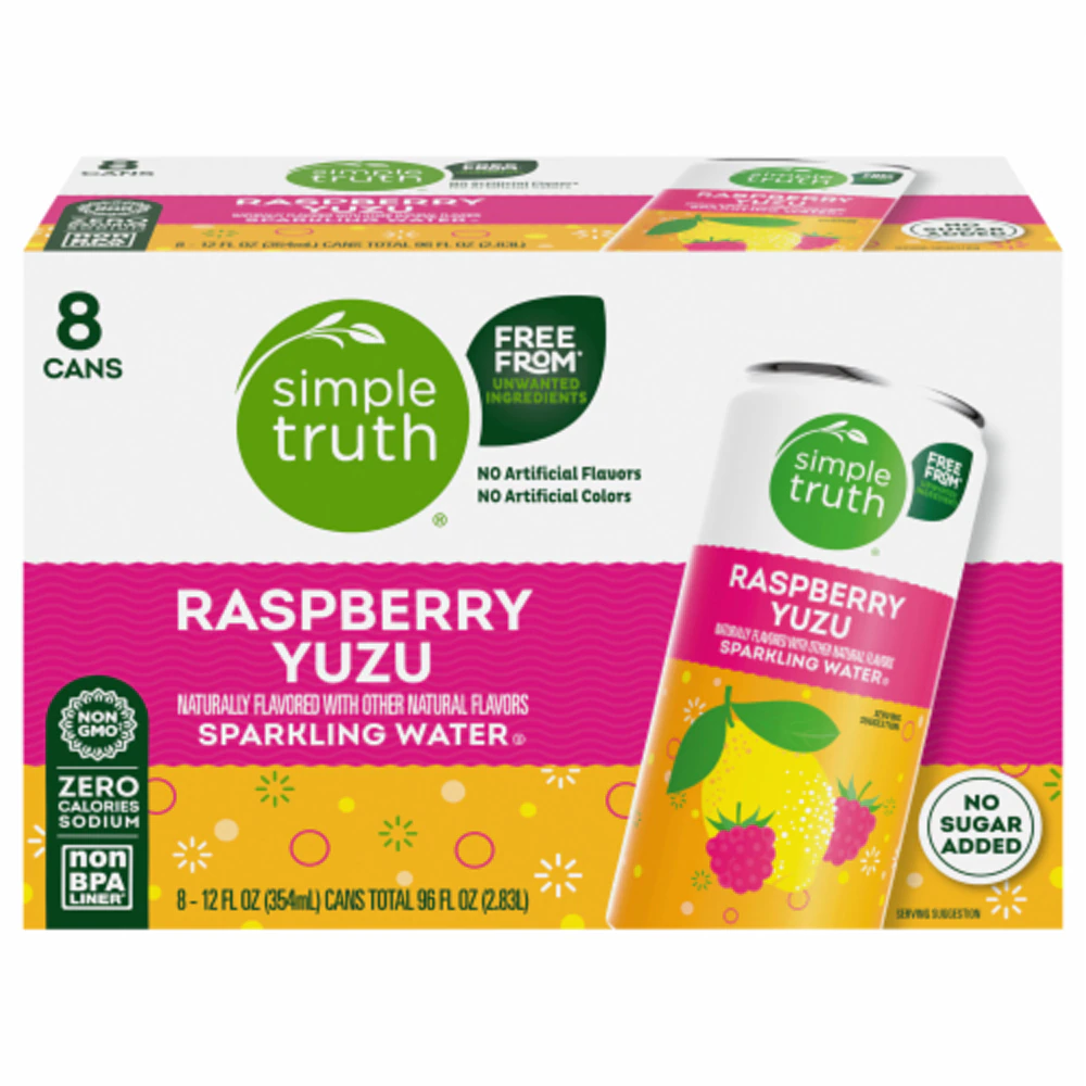 Simple Truth Naturally Flavored Sparkling Selzter Water Raspberry Yuzu -- 8 Cans (96 fl oz)