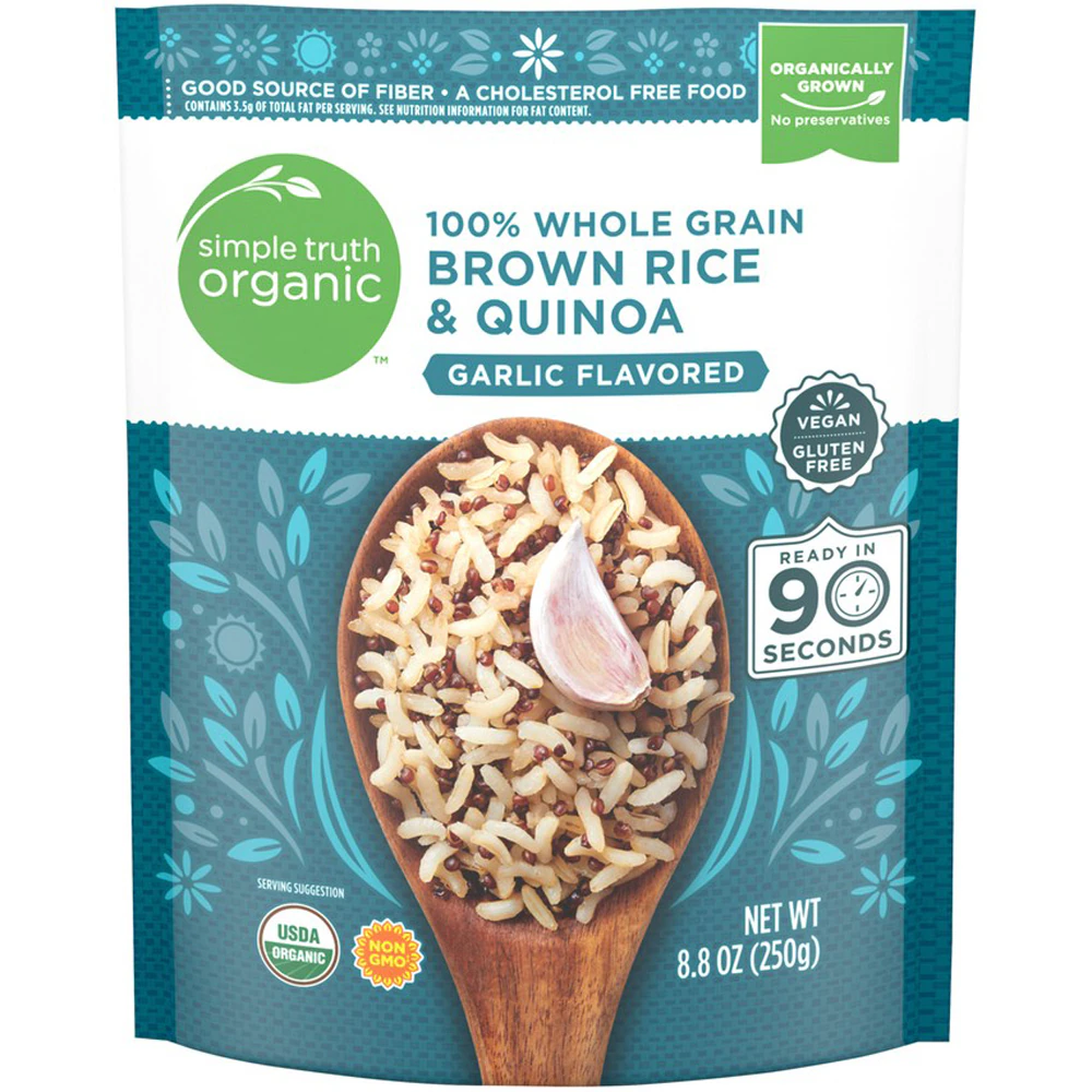 Simple Truth Organic 90 Second Rice 100% Whole Grain Brown Rice & Quinoa Garlic -- 8.8 oz
